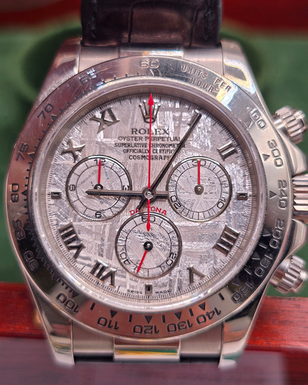 2004 Rolex Cosmograph Daytona 40MM Meteorite Dial Leather Strap (116519)
