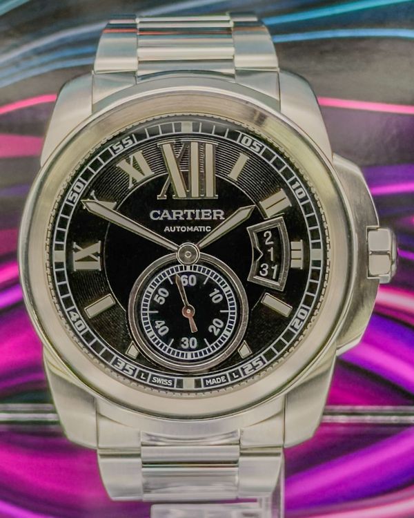 No Reserve - 2011 Cartier Calibre de Cartier 42MM Black Dial Steel Bracelet (W7100016)