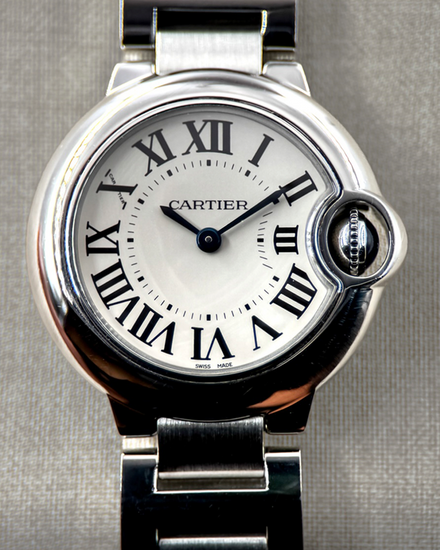 No Reserve - Cartier Ballon Bleu 28MM Quartz Silver Dial Steel Bracelet (W69010Z4)
