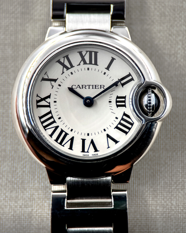 No Reserve - Cartier Ballon Bleu 28MM Quartz Silver Dial Steel Bracelet (W69010Z4)