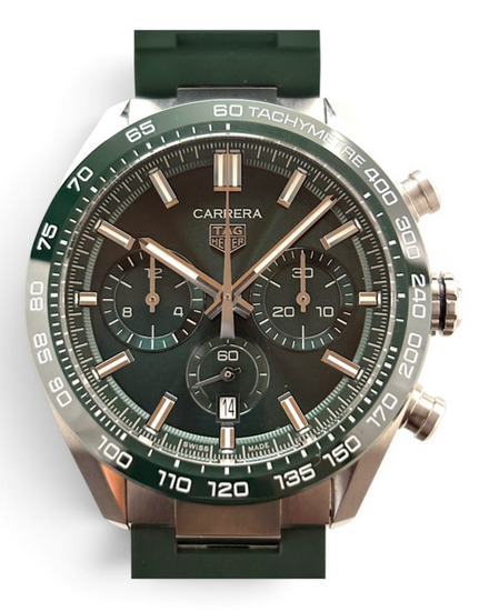 Tag Heuer Carrera 44MM Green Dial Rubber Strap (CBN2A1N.FT6238)