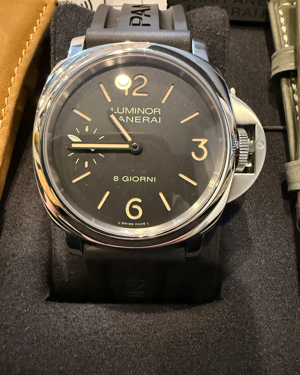 2022 Panerai Luminor Base 8 Giorni 44MM Black Dial Rubber Strap (PAM00915)