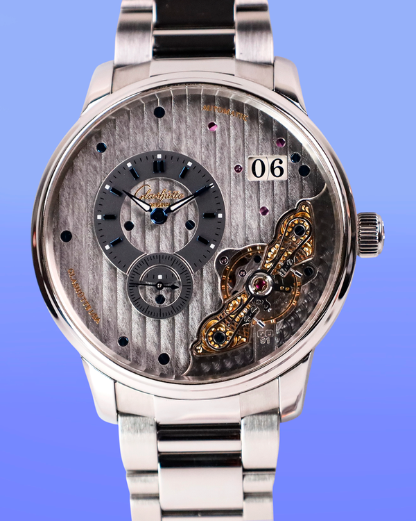 No Reserve - 2023 Glashütte Original PanoMaticInverse 42MM Silver Dial Steel Bracelet (1-91-02-02-02-71)