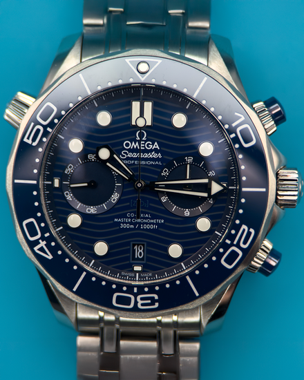2024 Omega Seamaster Diver 300M Chronograph 44MM Blue Dial Steel Bracelet (210.30.44.51.03.001)