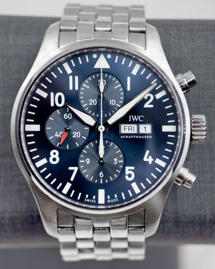 No Reserve -2021 IWC Schaffhausen Pilot Chronograph "Le Petit Prince" 43MM Blue Dial Steel Bracelet (IW377717)