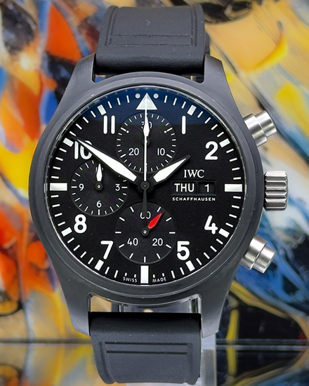 2023 IWC Schaffhausen Pilot Chronograph "Top Gun" 41MM Black Dial Rubber Strap (IW389401)