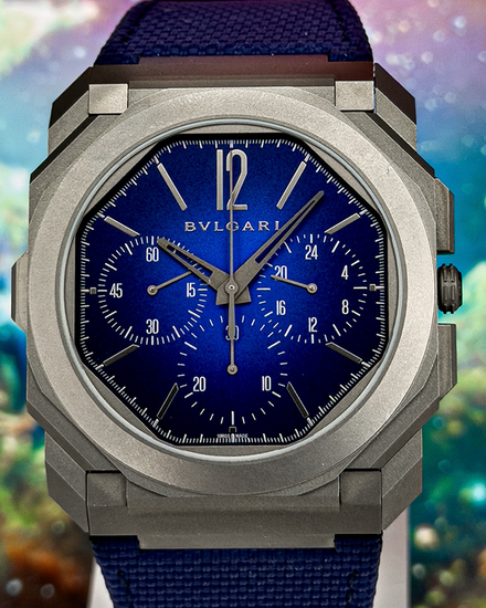 2025 Bvlgari Octo Finissimo Chronograph GMT "Yoshida" L.E. 42MM Blue Dial Textile Strap (103889)