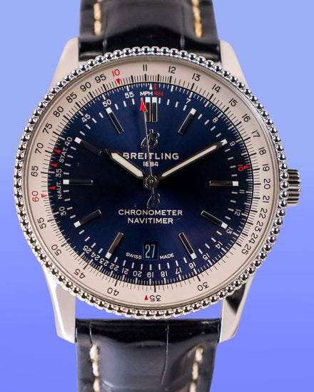 No Reserve - 2020 Breitling Navitimer 41MM Blue Dial Leather Strap (A17326211C1P3)