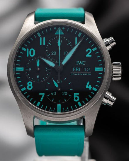 2022 IWC Schaffhausen Pilot Chronograph "Mercedes AMG Petronas F1" 41MM Black Dial Rubber Strap (IW388108)