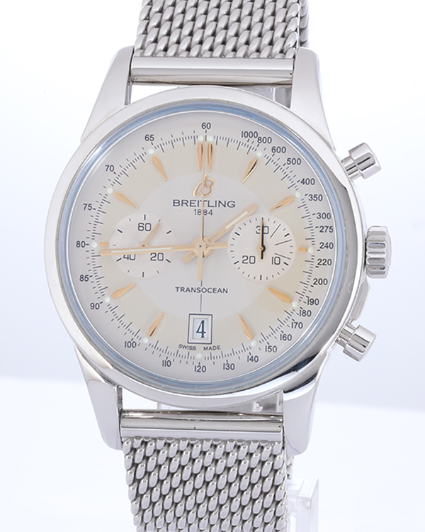 No Reserve - 2014 Breitling Transocean 43MM Silver Dial Steel Bracelet (AB015412/G784)