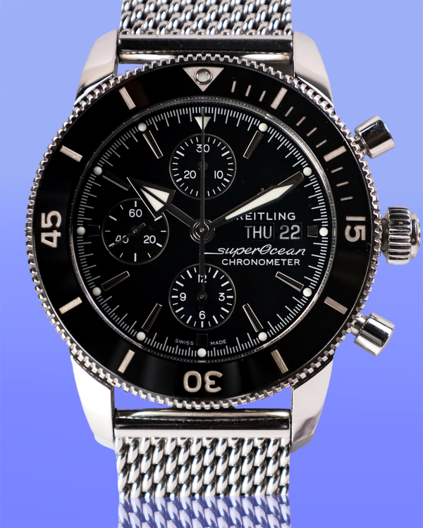2020 Breitling Superocean Heritage II Chronograph 44MM Black Dial Steel Bracelet (A13313)