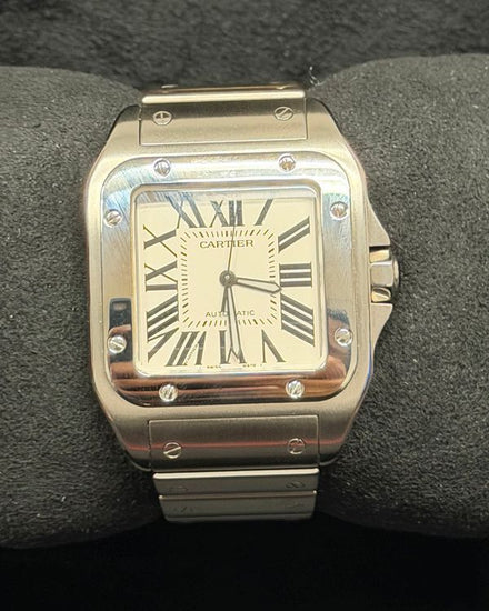 Cartier Santos 100 XL 38MM White Dial Steel Bracelet (W20073X8)