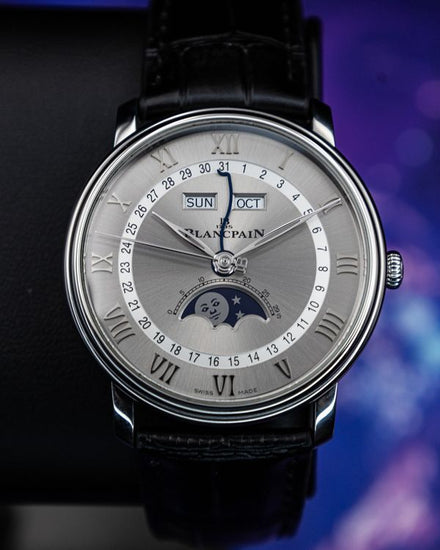 No Reserve - 2024 Blancpain Villeret Quantième Complet 40MM Silver Dial Leather Strap (6654-1113-55B)