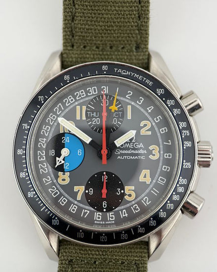 Omega Speedmaster Day-Date 39MM Black Dial Aftermarket Textile Strap (3520.53.00)