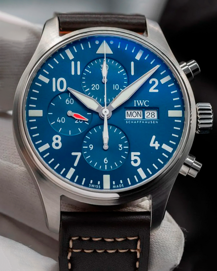 2020 IWC Schaffhausen Pilot Chronograph "Le Petit Prince" 43MM Blue Dial Leather Strap (IW377714)