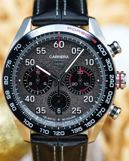 No Reserve - 2021 TAG Heuer Carrera Porsche Special Edition 44MM Grey Dial Leather Strap (CBN2A1F.FC6492)