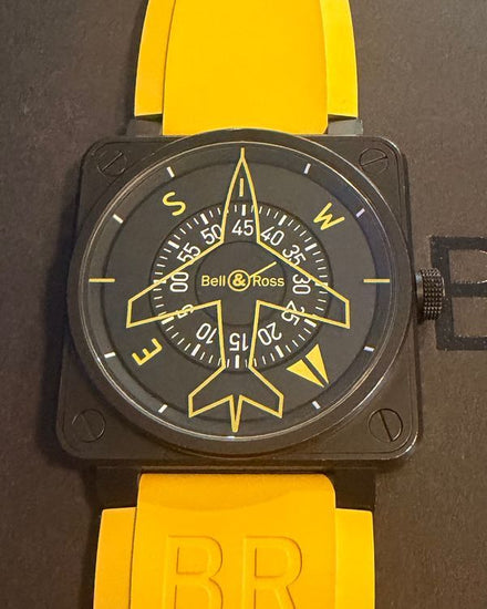 2014 Bell & Ross BR 01 "Heading Indicator Flying Compass" L. E. 46MM Black Dial Rubber Strap (BR-01-92-SHe)
