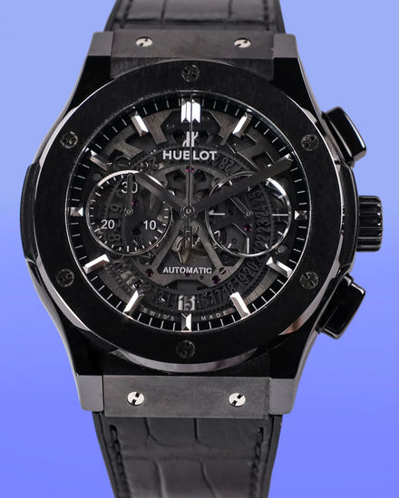 2020 Hublot Classic Fusion Aerofusion "Black Magic" 45MM Skeleton Dial Leather Strap (525.CM.0170.RX)