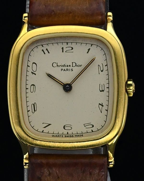 No Reserve - Dior Vintage 20MM Quartz Cream Dial Leather Strap (42.12.02)