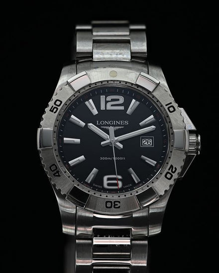 Longines HydroConquest 39MM Quartz Black Dial Steel Bracelet (L3.647.4)