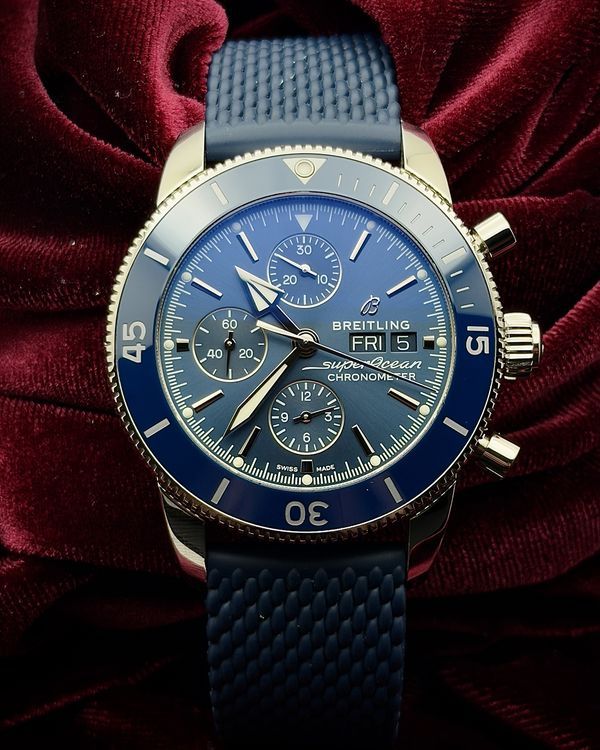 2020 Breitling Superocean Heritage Chronograph 44MM Blue Dial Rubber Strap (A13313161C1A1)