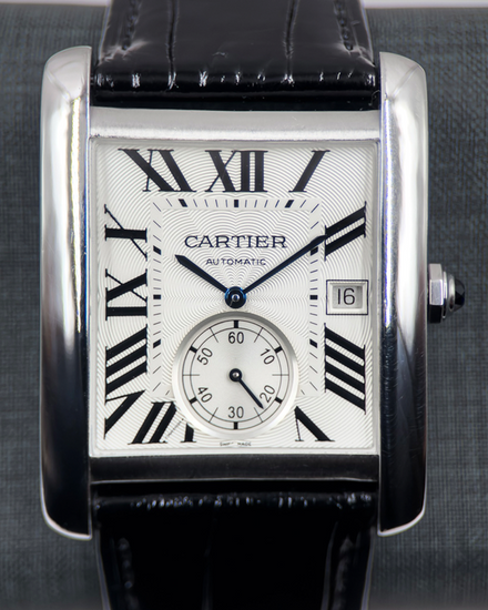 No Reserve - 2014 Cartier Tank MC 34.3MM Silver Dial Leather Strap (W5330003)