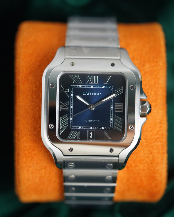 2026 Cartier Santos de Cartier 39.8MM Blue Dial Steel Bracelet (WSSA0071)