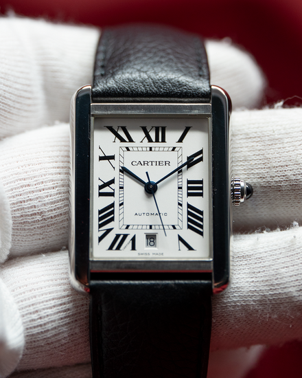 No Reserve - 2018 Cartier Tank Solo XL 31MM Silver Dial Leather Strap (WSTA0029)