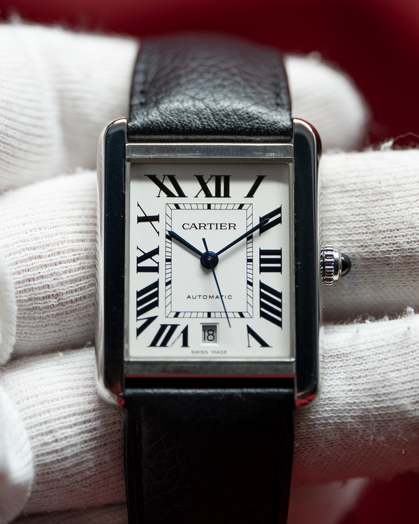 No Reserve - 2018 Cartier Tank Solo XL 31MM Silver Dial Leather Strap (WSTA0029)