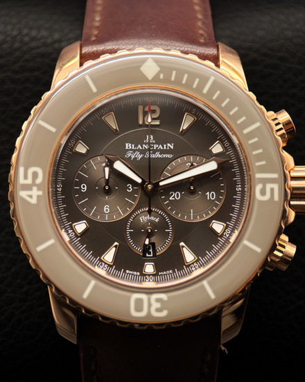 2024 Blancpain Fifty Fathoms Flyback Chronograph 45MM Grey Dial Leather Strap (5085F3634-63A)
