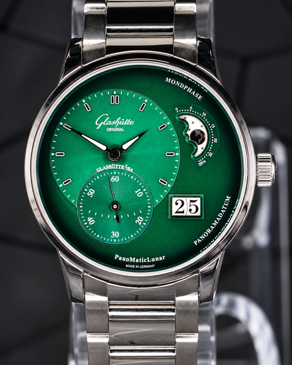 2025 Glashütte Original PanoMaticLunar 40MM Green Dial Steel Bracelet (1-90-02-13-32-70)