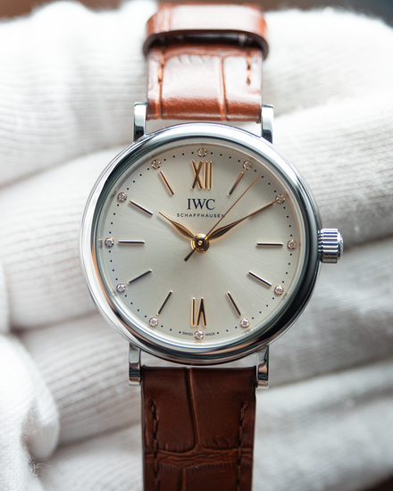 No Reserve - 2021 IWC Schaffhausen Portofino 34MM Silver Dial Leather Strap (IW357403)