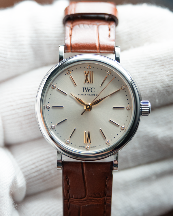 No Reserve - 2021 IWC Schaffhausen Portofino 34MM Silver Dial Leather Strap (IW357403)