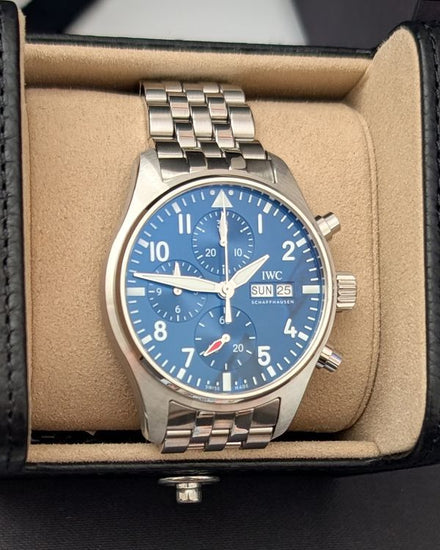 2022 IWC Schaffhausen Pilot Chronograph 41MM Blue Dial Steel Bracelet (IW388102)
