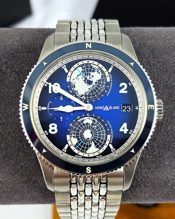 2026 Montblanc 1858 Geosphere 42MM Blue Dial Titanium/Steel Bracelet (125567)