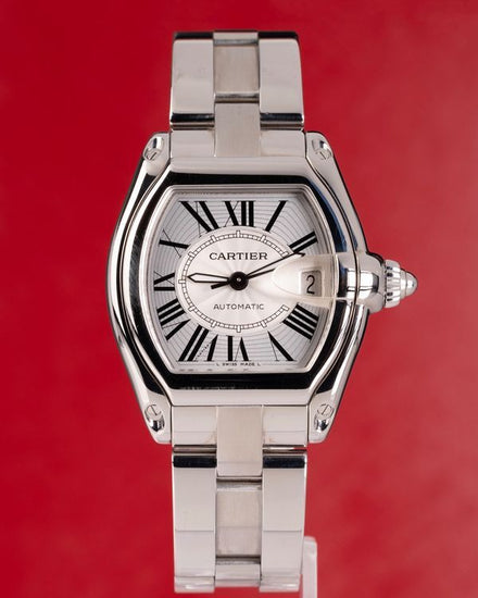 No Reserve - Cartier Roadster 44MM Silver Dial Steel Bracelet (W62025V3)