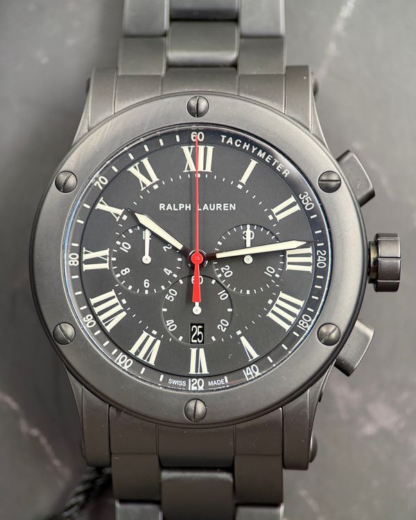 working Ralph Lauren Sporting Chronograph 44.8MM Black Dial Ceramic Bracelet (RLR0236600)
