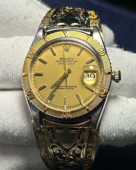 1969 Rolex Datejust Turn-O-Graph 36MM Champagne Dial Aftermarket Yellow Gold Bracelet (1625)