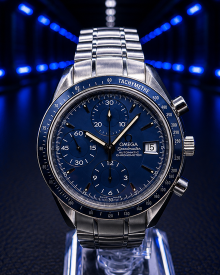 No Reserve - 2016 Omega Speedmaster Date 40MM Blue Dial Steel Bracelet (3212.80.00)