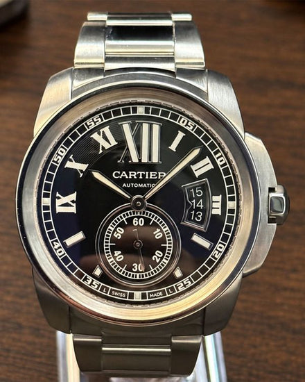 No Reserve - 2018 Cartier Calibre de Cartier 42MM Black Dial Steel Bracelet (W7100016)