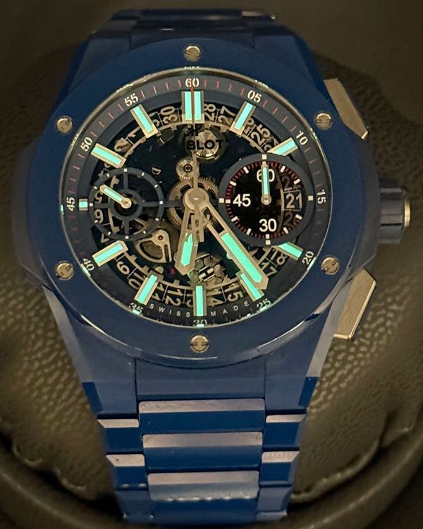 2022 Hublot Big Bang Integrated Ceramic Indigo Blue 42MM Skeleton Dial Ceramic Bracelet (451.EX.5123.EX)
