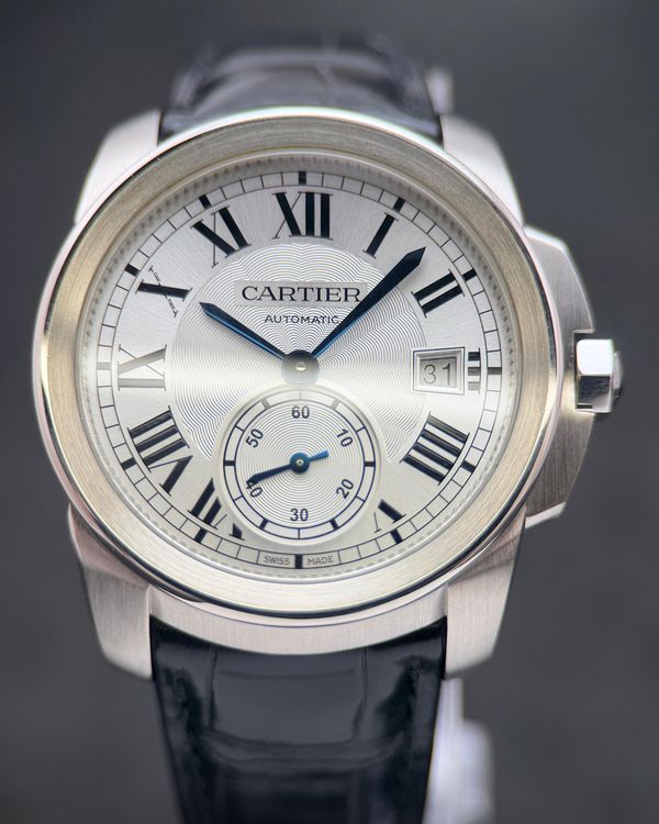 2016 Cartier Calibre de Cartier 38MM Silver Dial Leather Strap (WSCA0003)