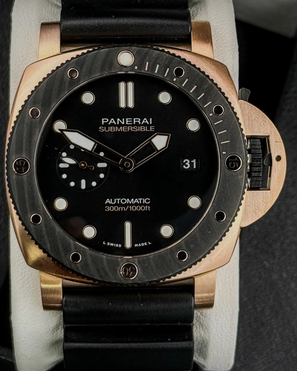 2024 Panerai Submersible QuarantaQuattro Goldtech 44MM Black Dial Rubber Strap (PAM01070)