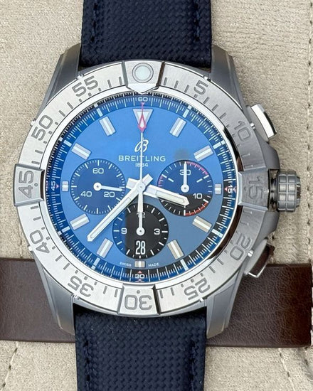 2026 Breitling Super Avenger B01 Chronograph 46MM Blue Dial Textile Strap (EB0148)