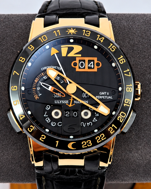 Ulysse Nardin El Toro GMT Perpetual Calendar "Black Toro" 43MM Black Dial Leather Strap (326-03-3)