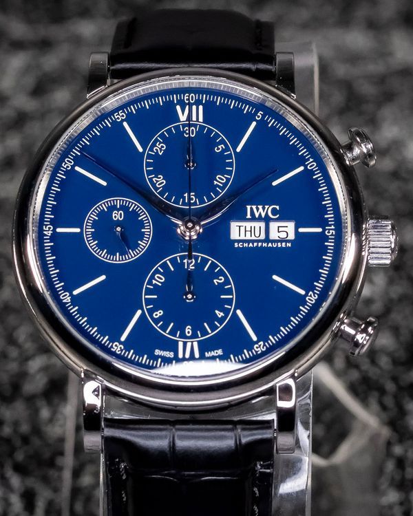 2018 IWC Schaffhausen Portofino Chronograph "150 Years" L. E. 42MM Blue Dial Leather Strap (IW391023)