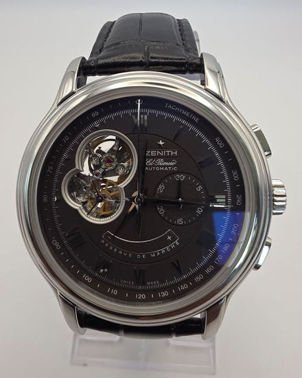 No Reserve - Zenith Chronomaster El Primero 45MM Black Dial Leather Bracelet (03.1260.4021)