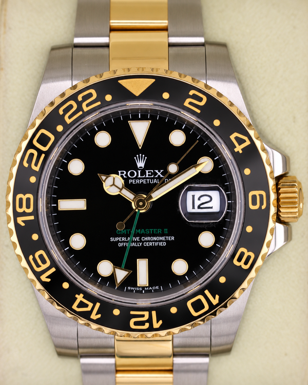 No Reserve - 2008 Rolex GMT-Master II 40MM Black Dial Two-Tone Oyster Bracelet (116713LN)