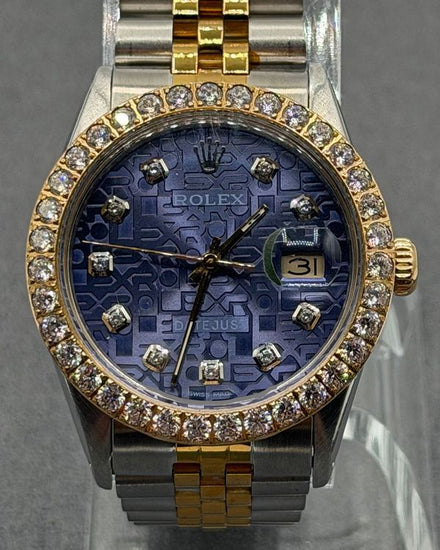 Rolex Datejust 36MM Aftermarket Purple "Jubilee" Dial Aftermarket Two-Tone Gold-Plated Jubilee Bracelet (16013)