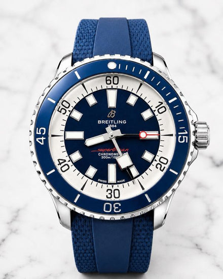 No Reserve - 2025 Breitling Superocean 46MM Blue Dial Rubber Strap (A17378E71C1S1)